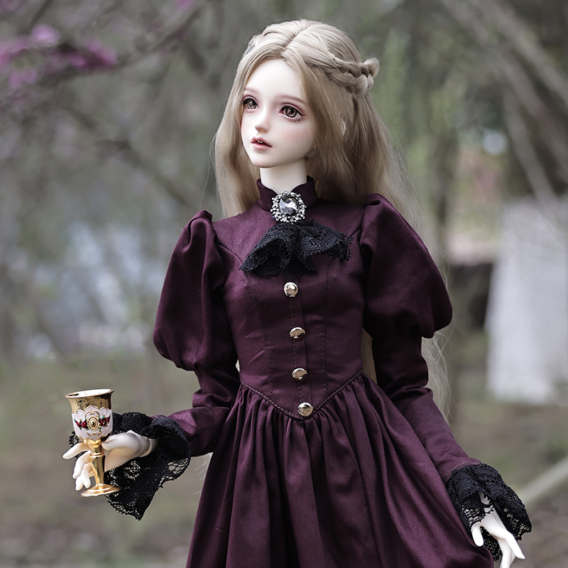 Vintage And Collectible Items - Elina-Robe violette aristocratique vintage pour femme,