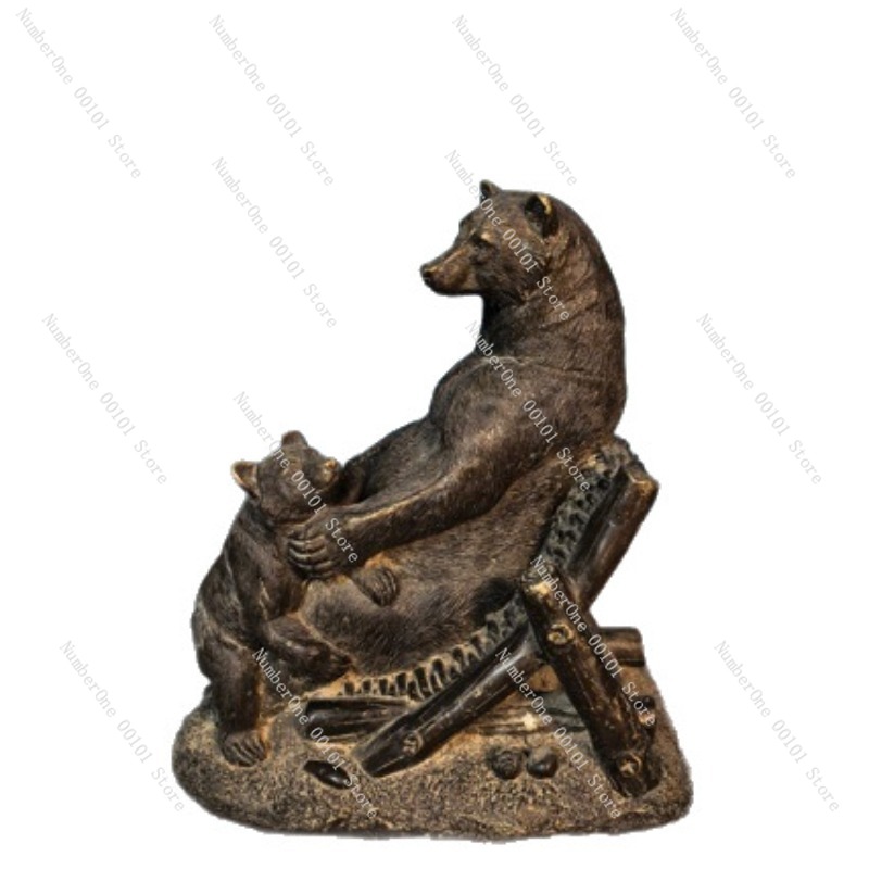Vintage Collectible Bears - Ornement d'ours en bronze antique, décoration