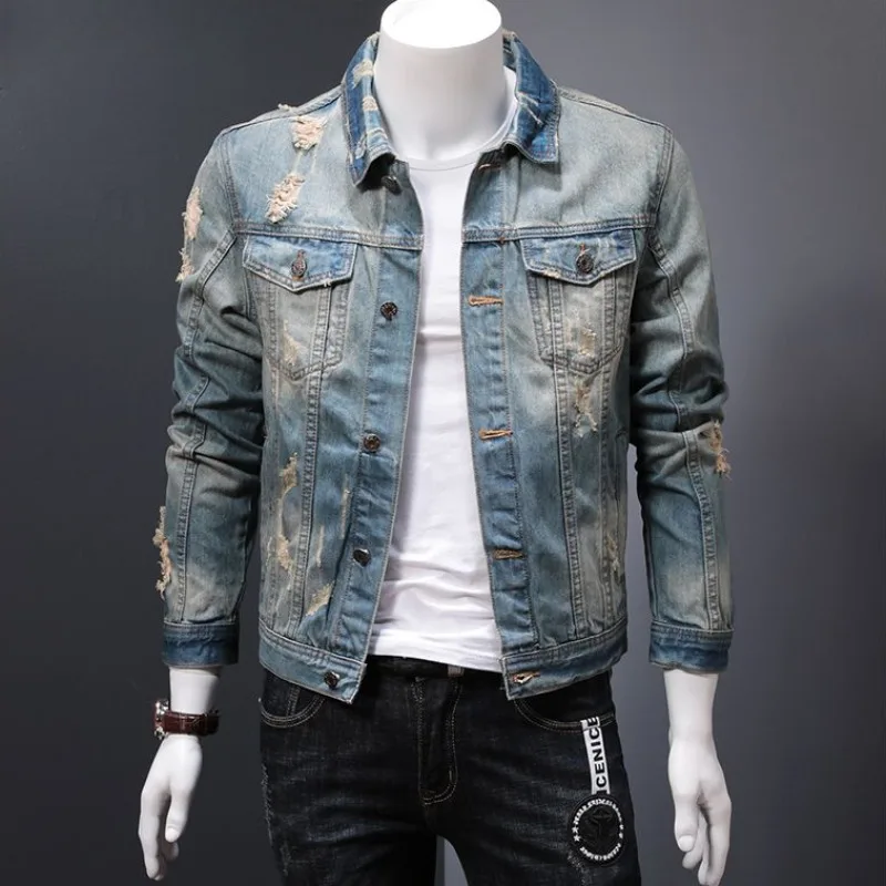 Vintage Collectible Buttons - Vestes en denim rembourrées pour hommes,