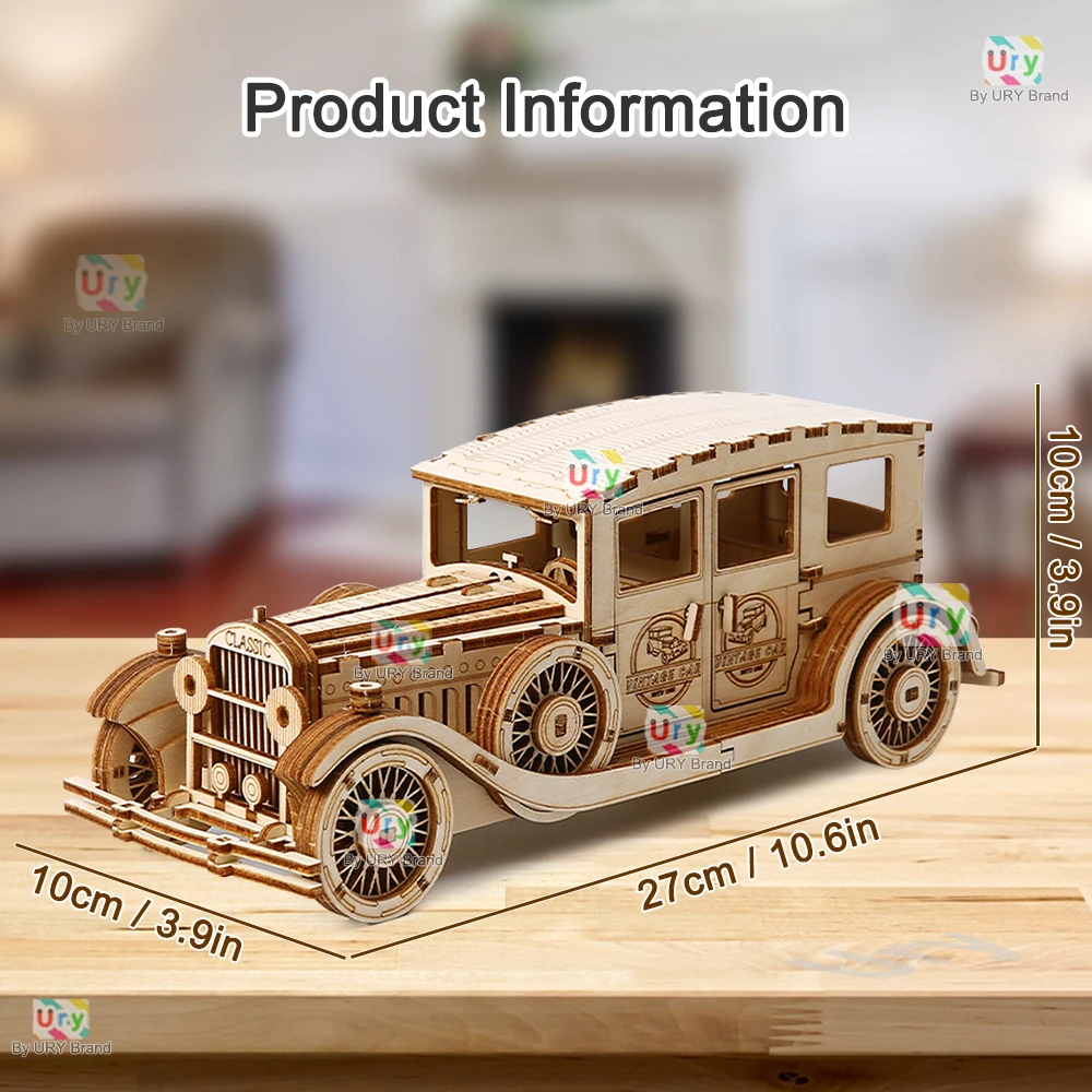 Ury Puzzle 3D en bois, voiture - Vintage Collectible Cars avis et prix